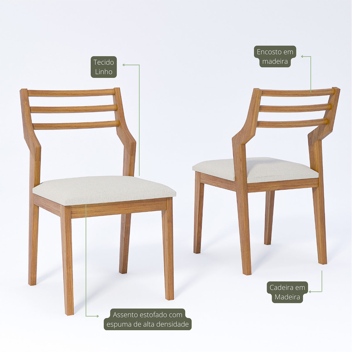 JUEGO DE COMEDOR DECOCASA TULIPA 2.1 8 SILLAS DAMASCO LINHO - 3
