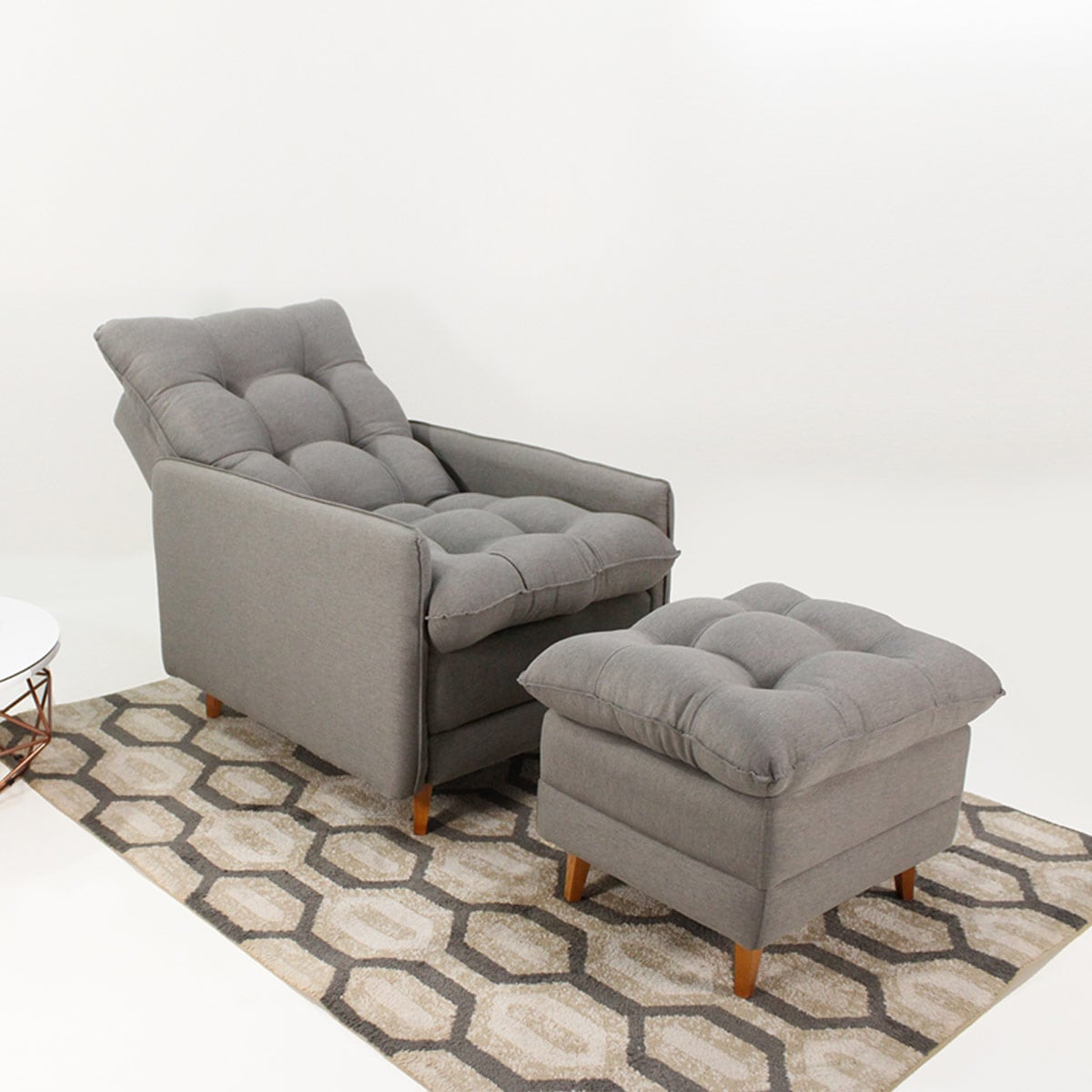 POLTRONA DECOCASA MONTREAL + PUFF GRIS - 3