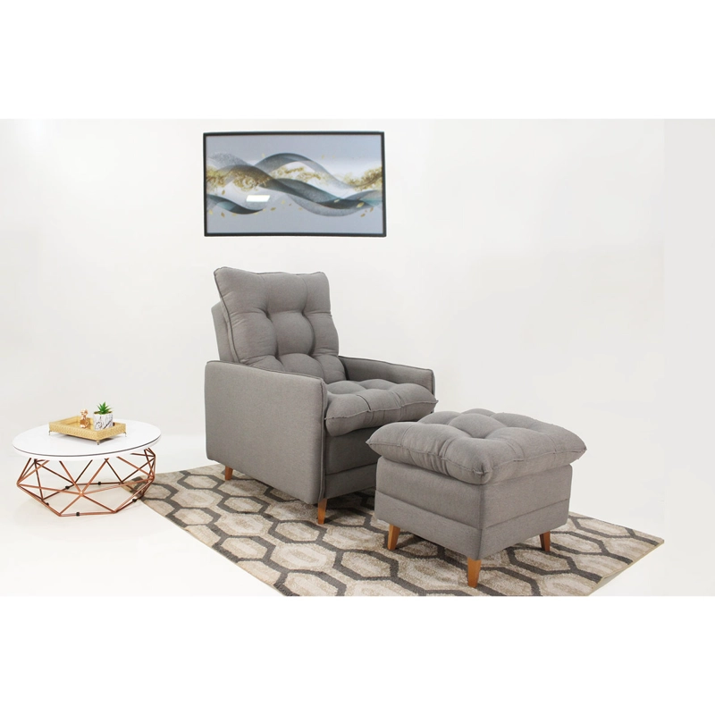 POLTRONA DECOCASA MONTREAL + PUFF GRIS - 4