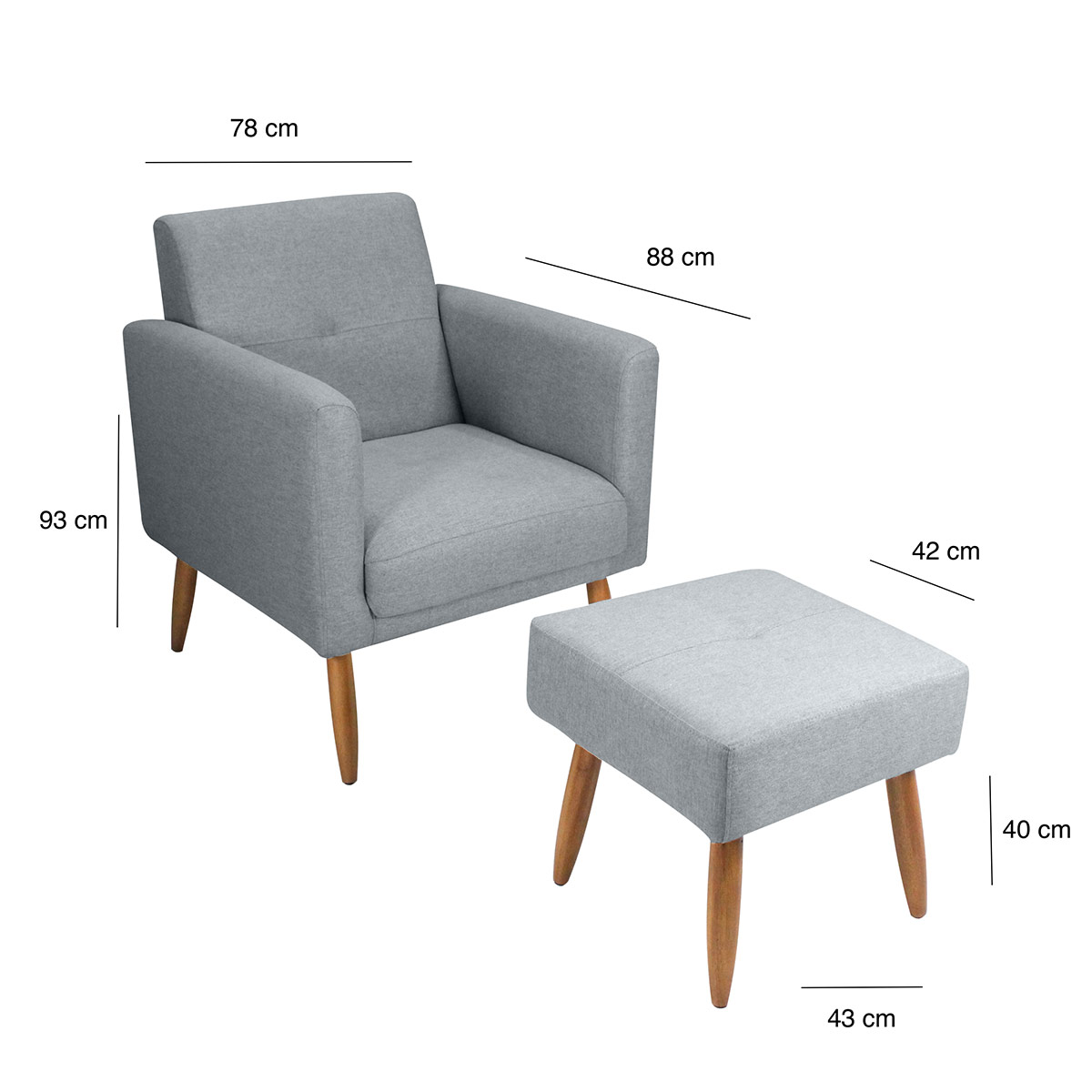POLTRONA DECOCASA PEQUIM + PUFF GRIS - 6