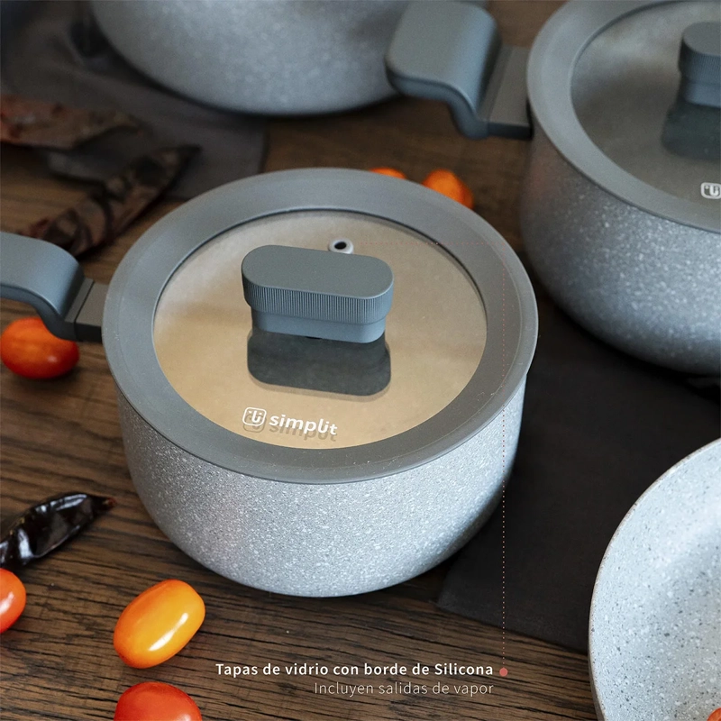 BATERÍA DE COCINA SIMPLIT POMPEI 7 PIEZAS GRANITO - 4