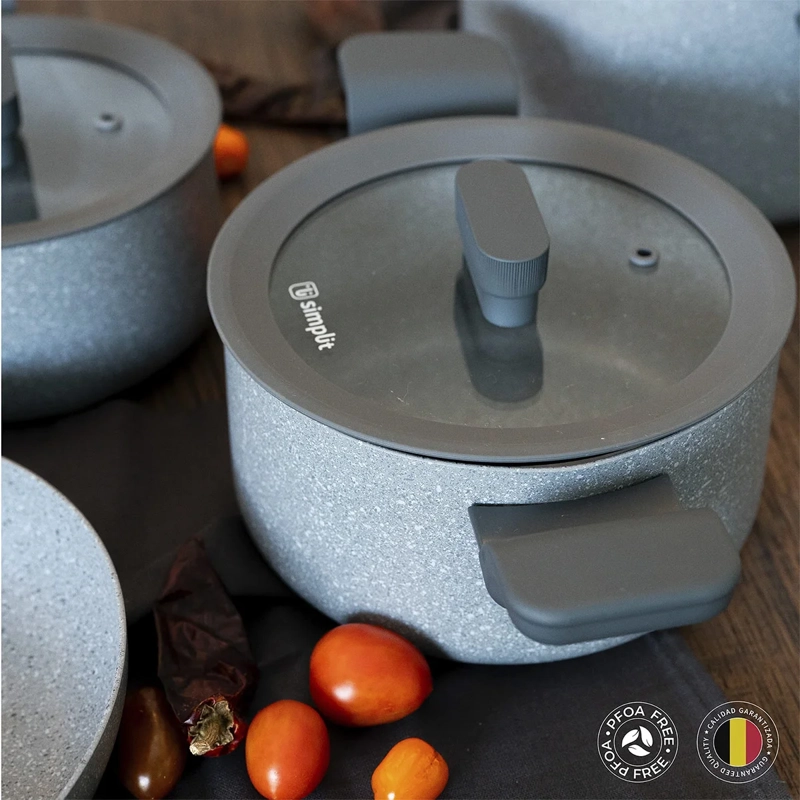 BATERÍA DE COCINA SIMPLIT POMPEI 7 PIEZAS GRANITO - 7