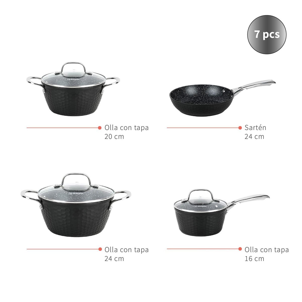 BATERÍA DE COCINA SIMPLIT BLACK COPPER 7 PZS - 4
