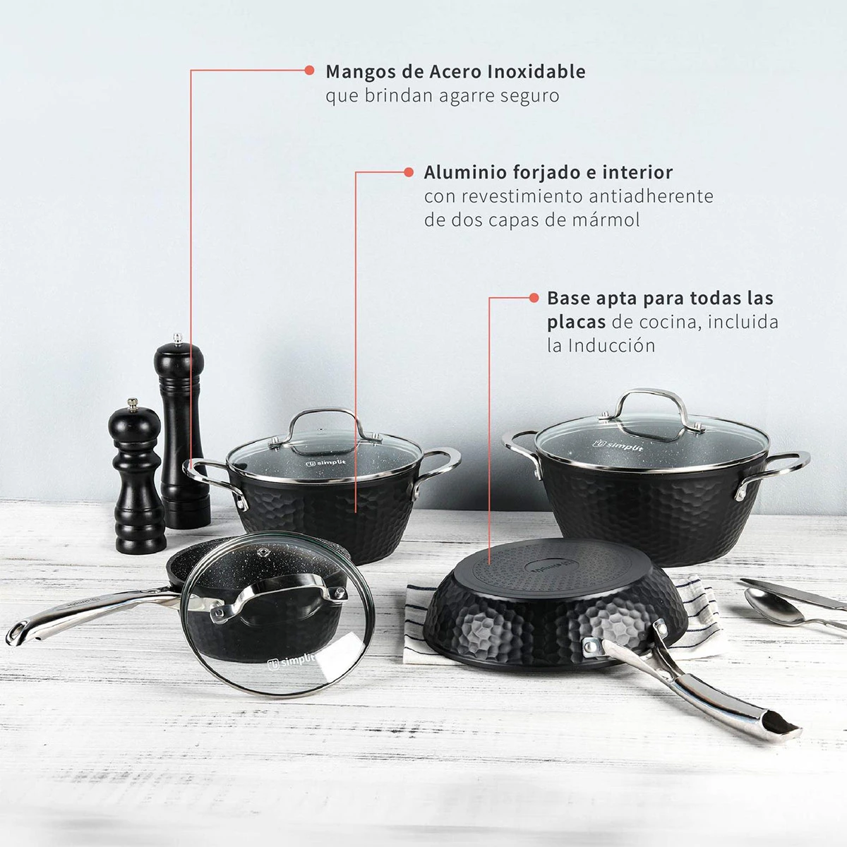 BATERÍA DE COCINA SIMPLIT BLACK COPPER 7 PZS - 5