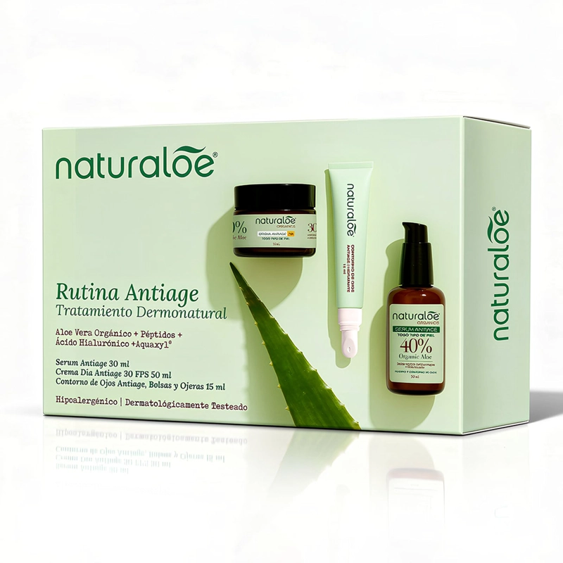 SET ANTIEDAD NATURALOE SÉRUM 30ML-CONTORNO OJOS 15ML-CREMA 50ML SPF30 - 1