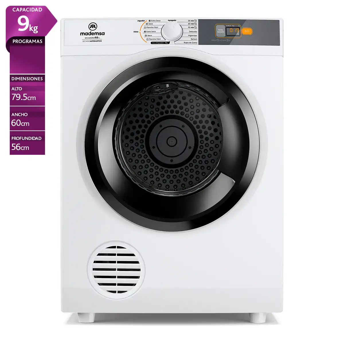 SECADORA DE ROPA MADEMSA 9DBZG PRO 9KG BLANCO