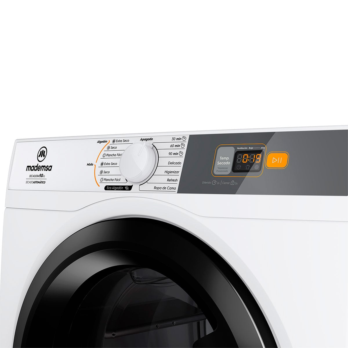 SECADORA DE ROPA POR VENTILACIÓN MADEMSA 9DBZG PRO 9KG BLANCO - 5