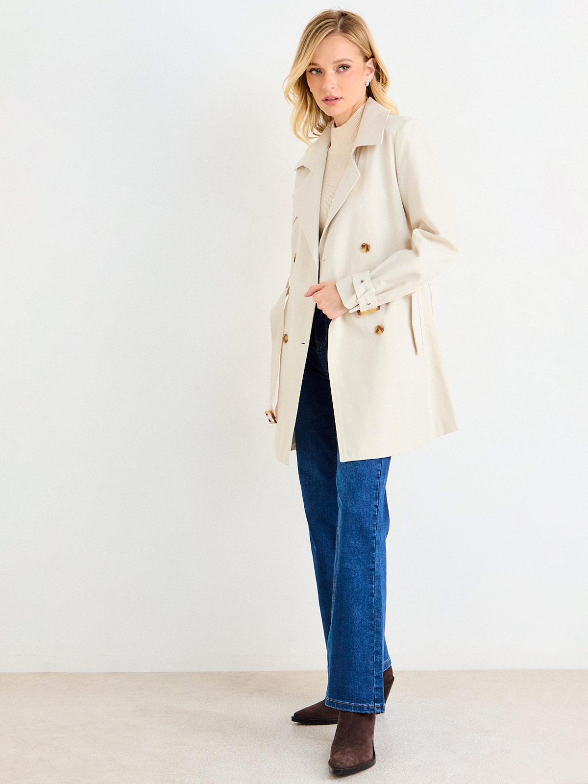 CHAQUETA MUJER ASH TRENCH LISO LARGO CINTURÓN - 2