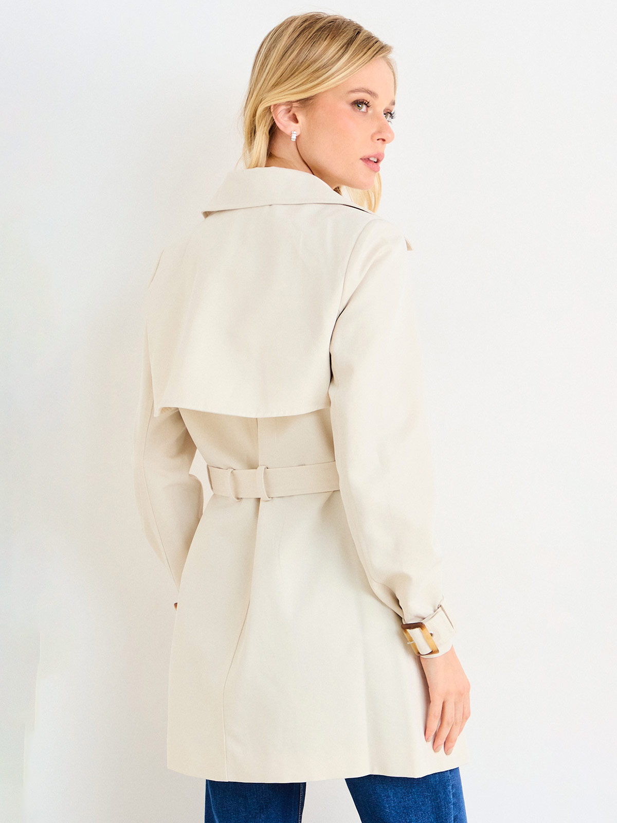 CHAQUETA MUJER ASH TRENCH LISO LARGO CINTURÓN - 4