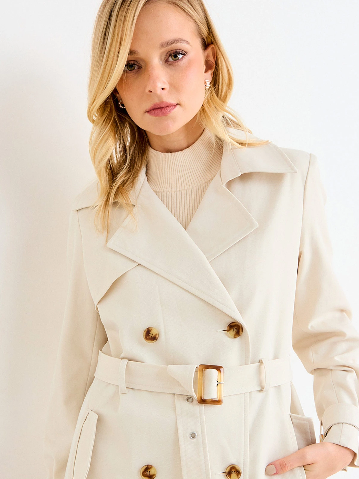 CHAQUETA MUJER ASH TRENCH LISO LARGO CINTURÓN - 5