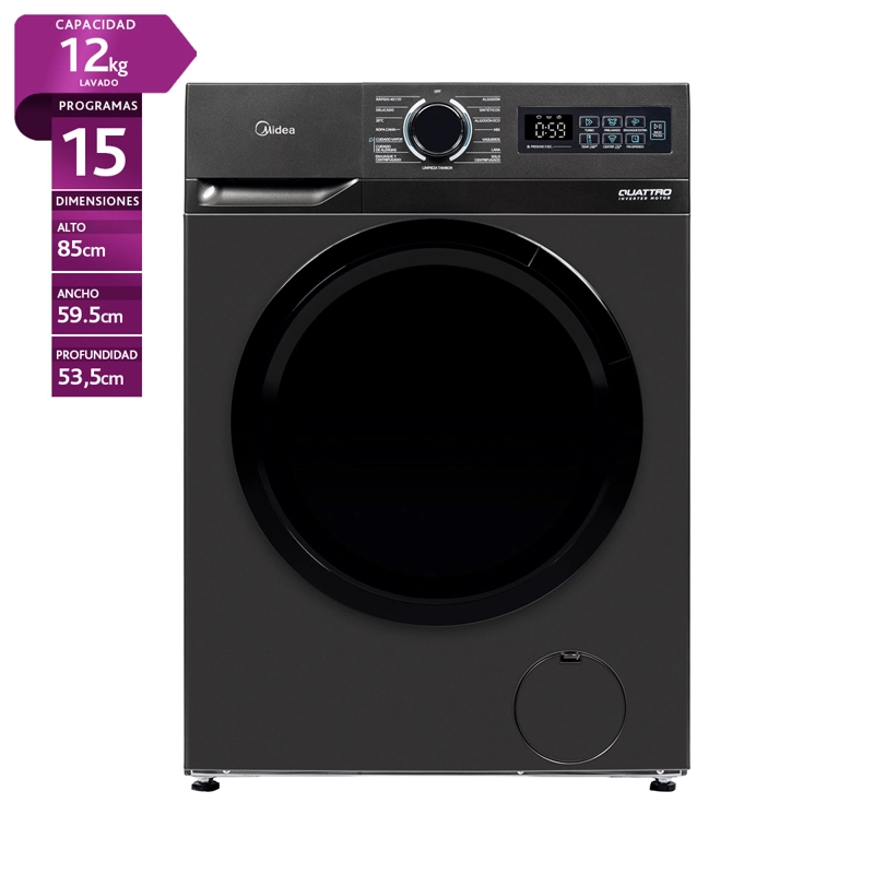 LAVADORA CARGA FRONTAL MIDEA MF110W120B/T 12KG GRAFITO - 1