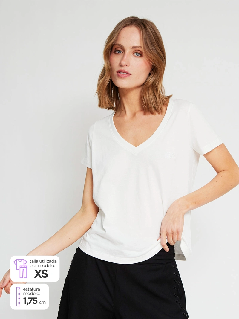 POLERA MUJER MARIA CHER X MARQUIS ALGODÓN CUELLO EN V - 3
