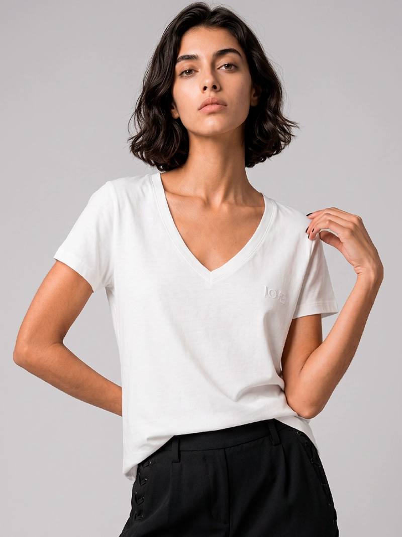 POLERA MUJER MARIA CHER X MARQUIS ALGODÓN CUELLO EN V - 1