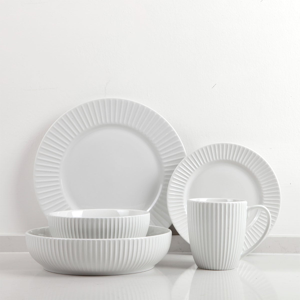 SET DE LOZA FANTUZZI JUEGO DE VAJILLA PORCELANA 20 PZS + BATERÍA 6 PZS + CUBIERTOS PISA 16 PZAS - 2