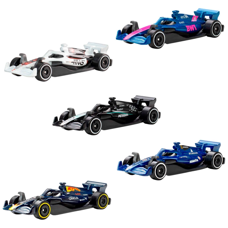 PACK 5 AUTOS JUGUETE HOT WHEELS F1 LET'S RACE - 1