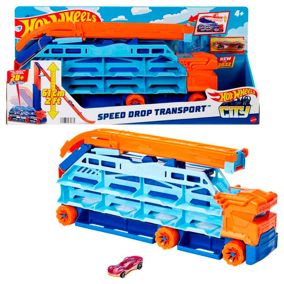 PISTA JUGUETE HOT WHEELS CITY TRANSPORTADOR CAÍDA RÁPIDA - 1