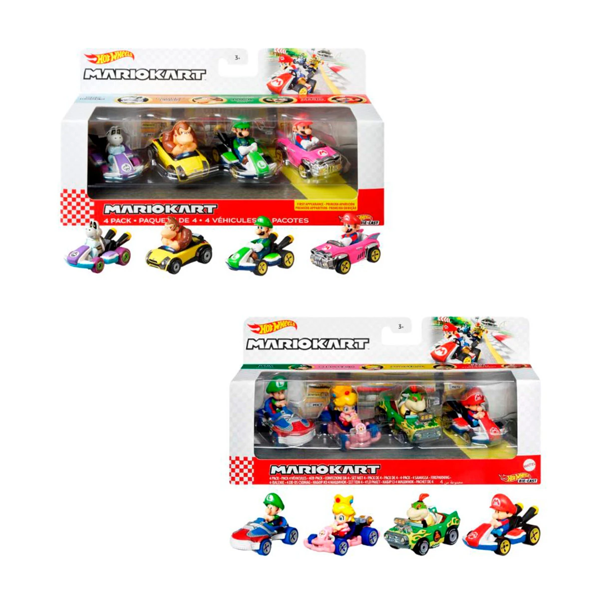 AUTO JUGUETE HOT WHEELS MARIO KART PAQUETE 4 AUTOS - 1