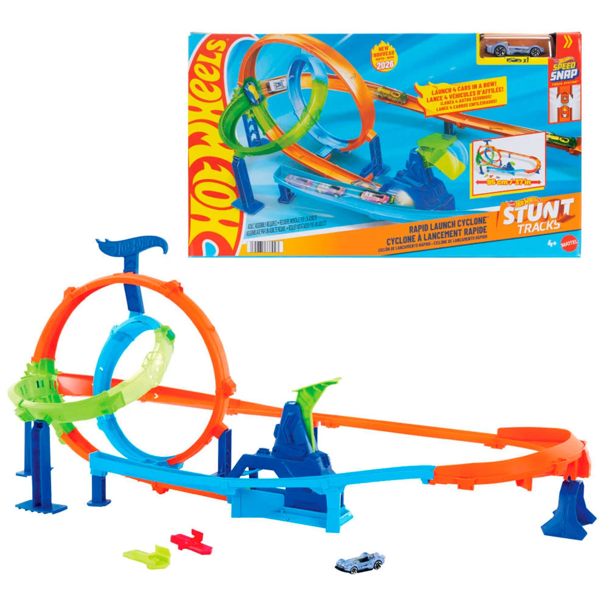 PISTA JUGUETE HOT WHEELS PISTA DE ACROBACIAS LANZA Y CHOCA - 1
