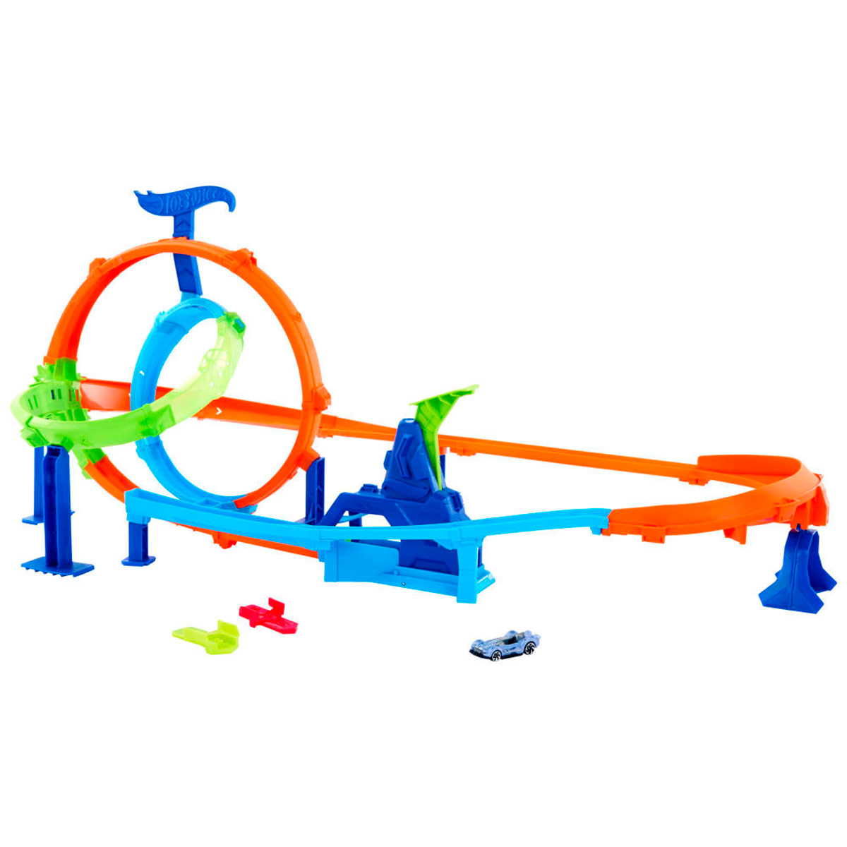PISTA JUGUETE HOT WHEELS PISTA DE ACROBACIAS LANZA Y CHOCA - 2