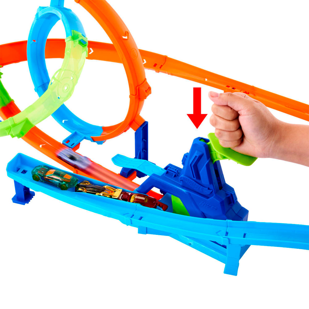 PISTA JUGUETE HOT WHEELS PISTA DE ACROBACIAS LANZA Y CHOCA - 4