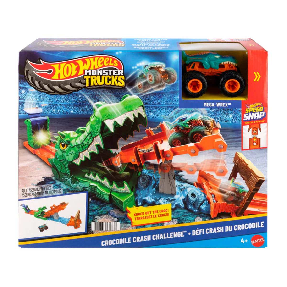 PISTA JUGUETE HOT WHEELS MONSTER TRUCKS DERRIBA AL COCODRILO - 7