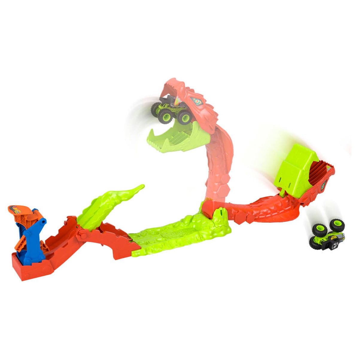 PISTA JUGUETE HOT WHEELS MONSTER TRUCKS MORDIDA DE SERPIENTE  - 3