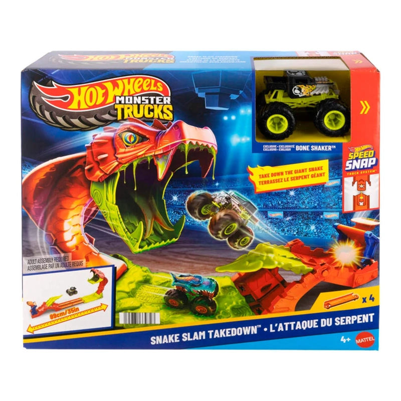 PISTA JUGUETE HOT WHEELS MONSTER TRUCKS MORDIDA DE SERPIENTE  - 5
