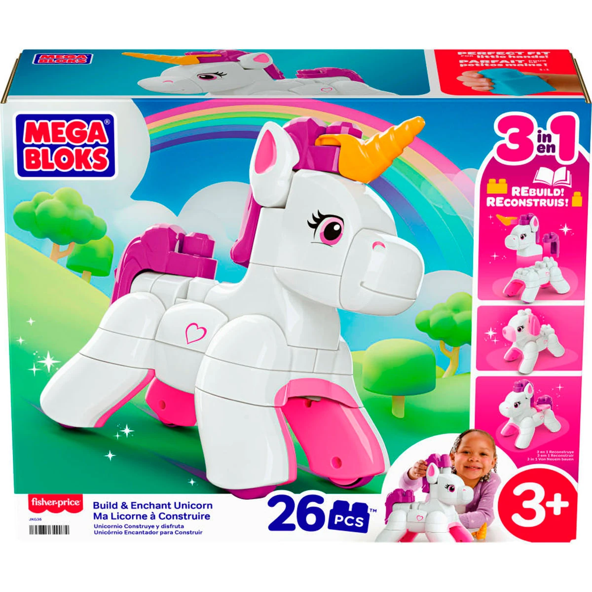 JUGUETE DE CONSTRUCCIÓN MEGA BLOKS CONSTRUCCIÓN 3 EN 1 UNICORNIO ARMA Y BRILLA - 6