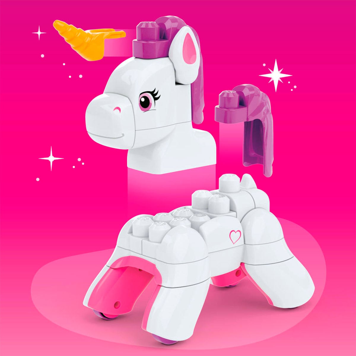 JUGUETE DE CONSTRUCCIÓN MEGA BLOKS CONSTRUCCIÓN 3 EN 1 UNICORNIO ARMA Y BRILLA - 7