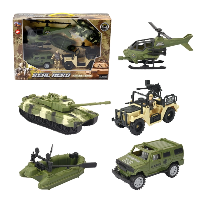 SET DE JUEGO MILITAR ULTRA TOYS REAL HERO CON HELICOPTERO Y TANQUE - 4