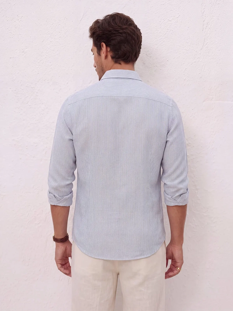 CAMISA HOMBRE SPAVALDI LINO ALGODÓN LINEAS - 2