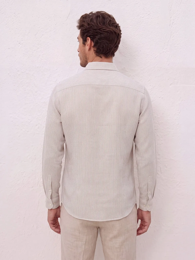 CAMISA HOMBRE SPAVALDI LINO ALGODÓN LINEAS - 3