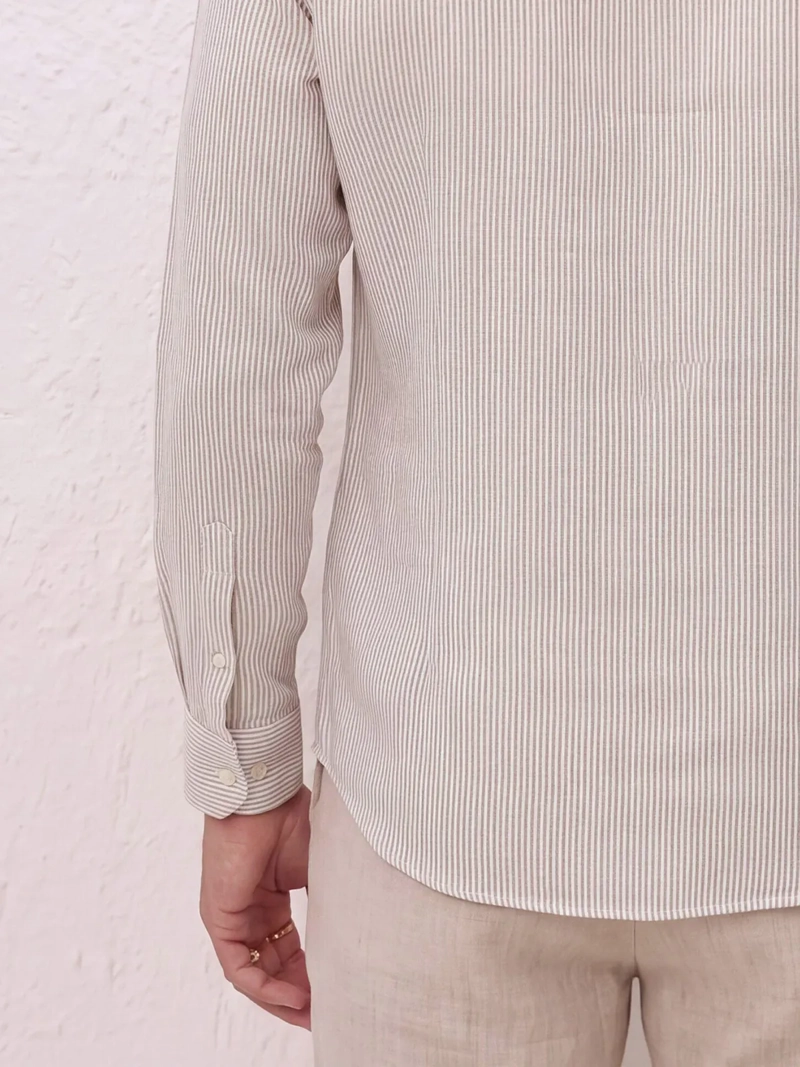 CAMISA HOMBRE SPAVALDI LINO ALGODÓN LINEAS - 5