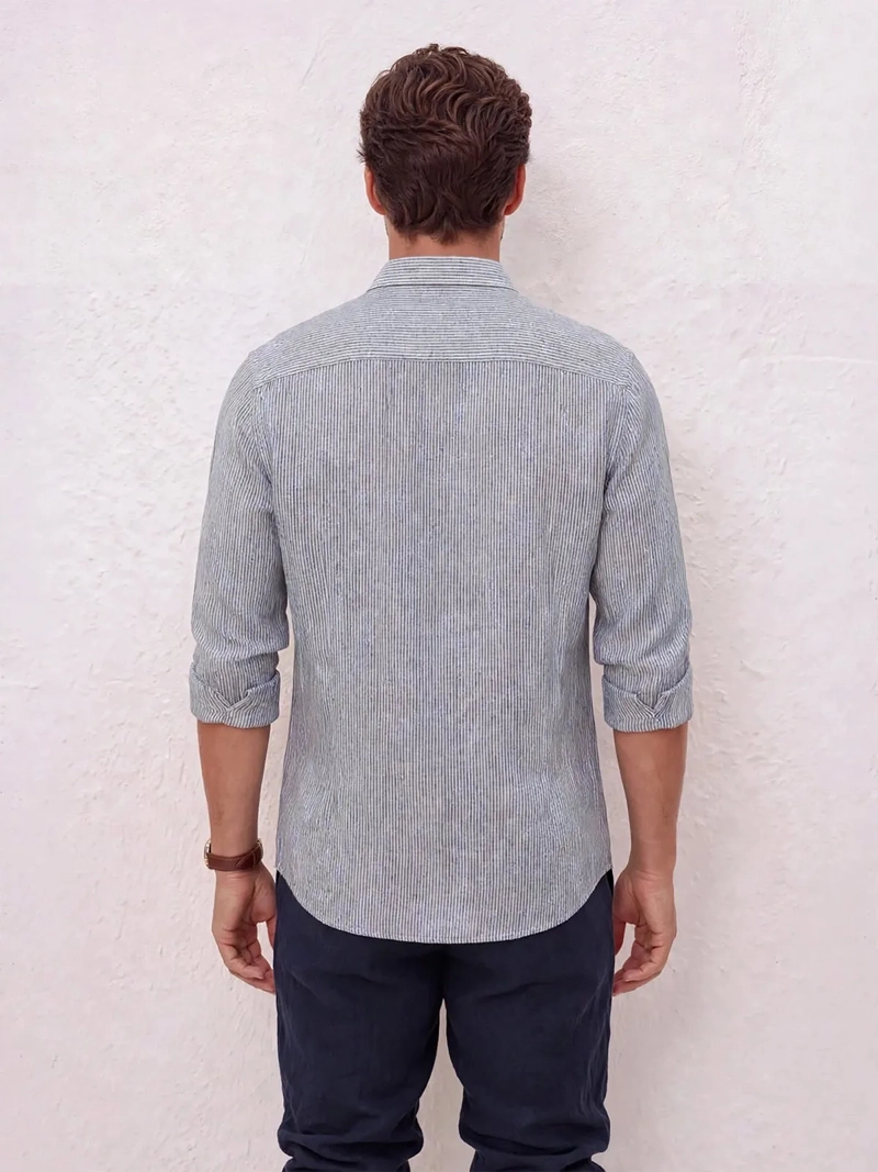 CAMISA HOMBRE SPAVALDI LINO ALGODÓN LINEAS - 2