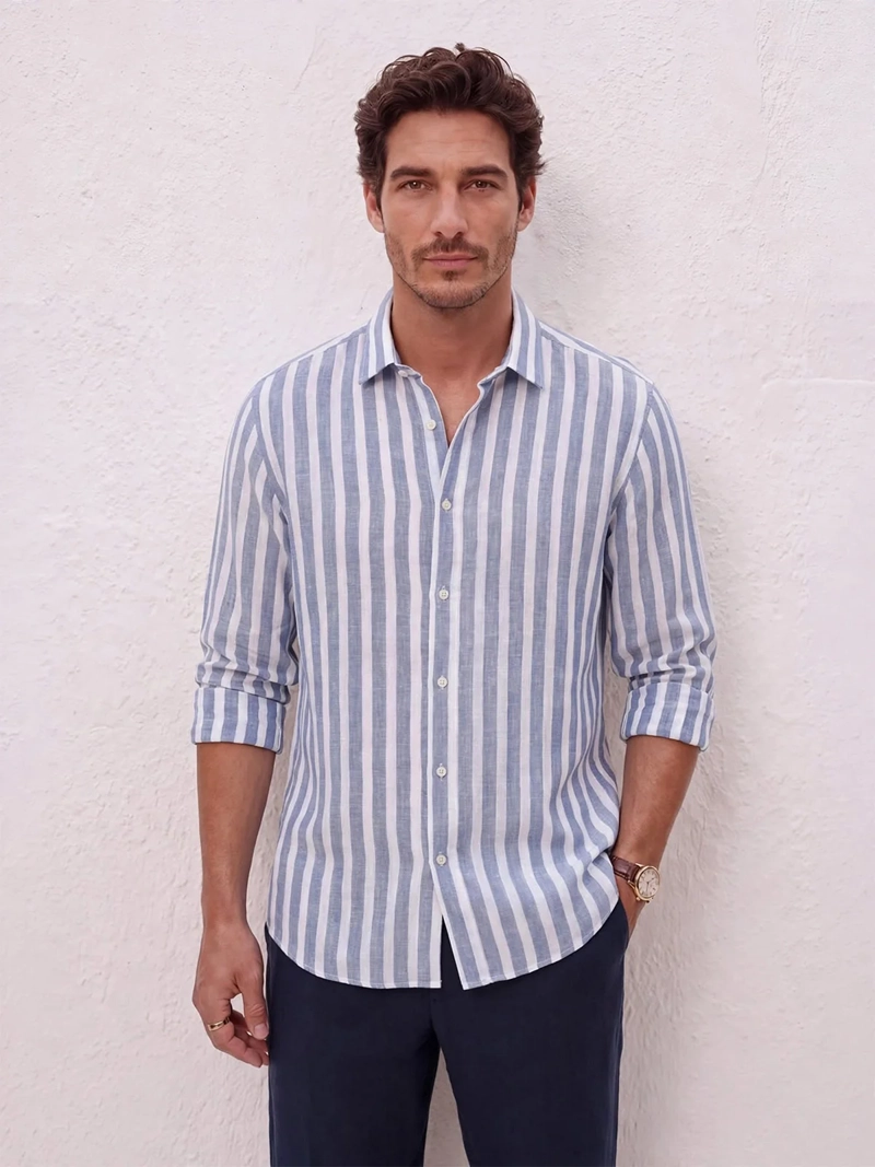 CAMISA HOMBRE SPAVALDI LINO ALGODÓN MANGA LARGA - 1