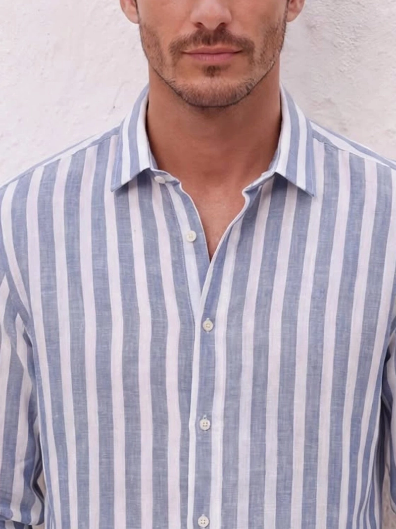 CAMISA HOMBRE SPAVALDI LINO ALGODÓN MANGA LARGA - 3