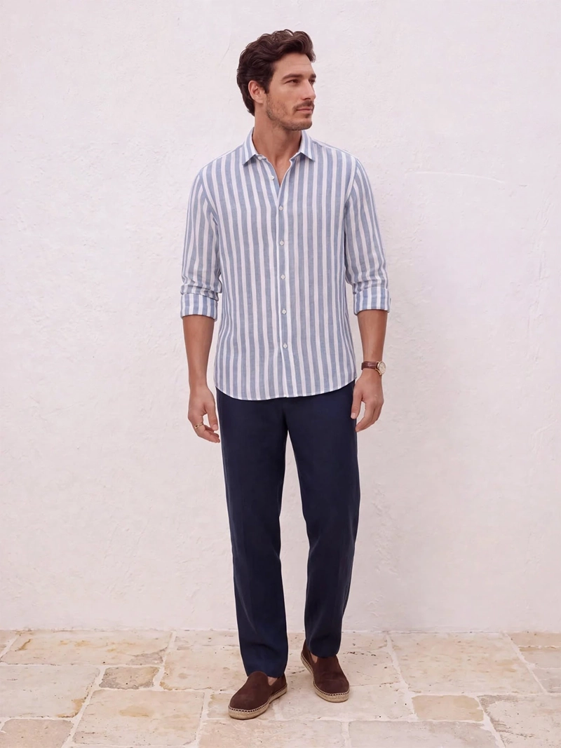 CAMISA HOMBRE SPAVALDI LINO ALGODÓN MANGA LARGA - 5