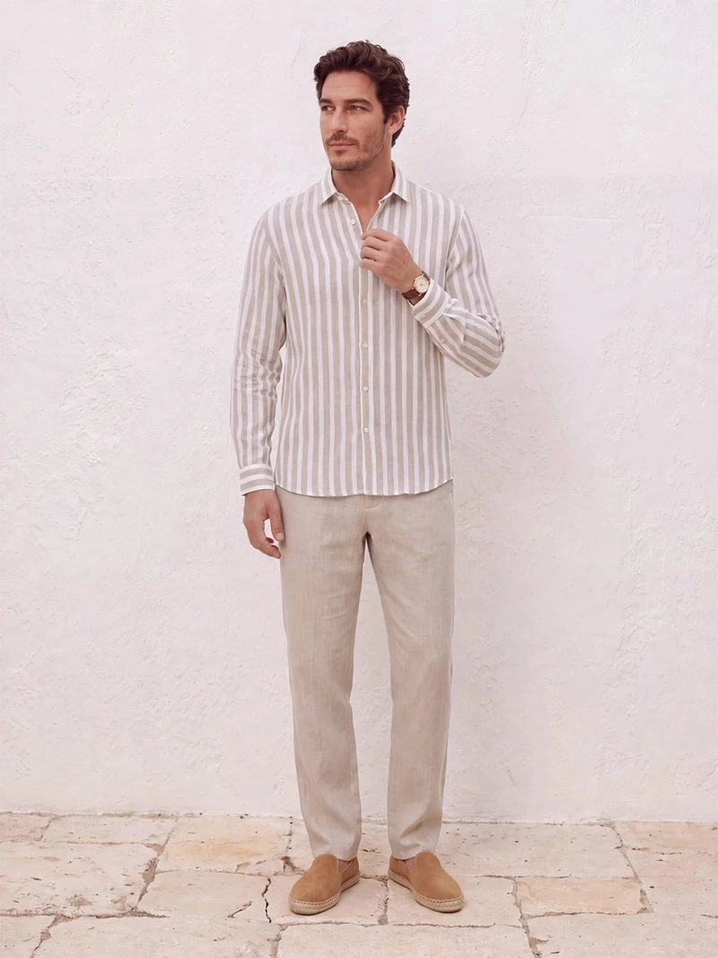 CAMISA HOMBRE SPAVALDI LINO ALGODÓN MANGA LARGA
