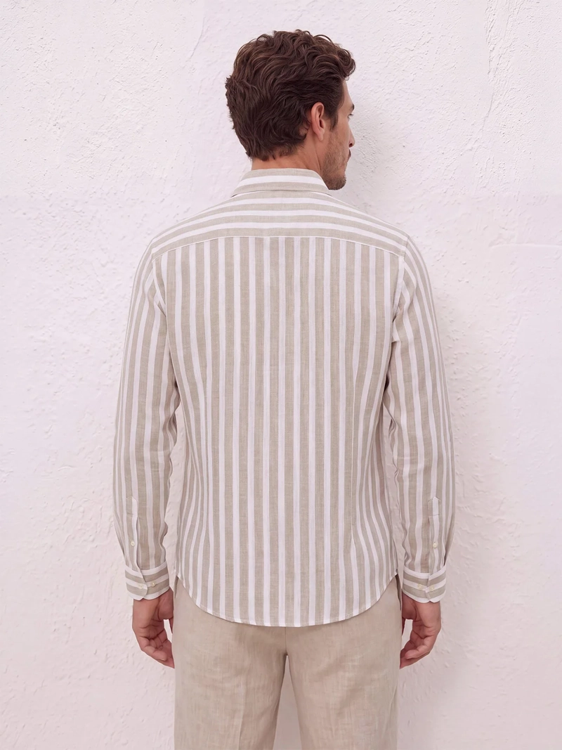CAMISA HOMBRE SPAVALDI LINO ALGODÓN MANGA LARGA - 3