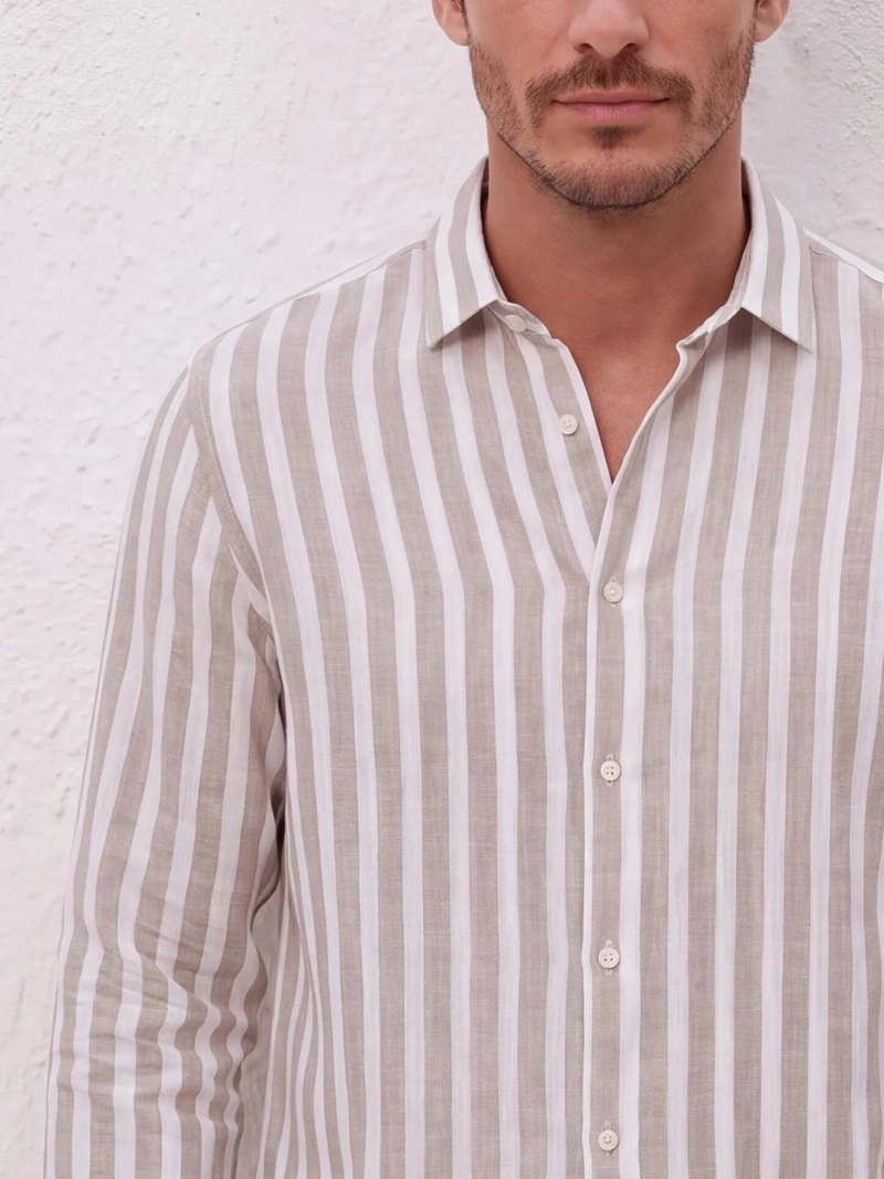 CAMISA HOMBRE SPAVALDI LINO ALGODÓN MANGA LARGA - 4