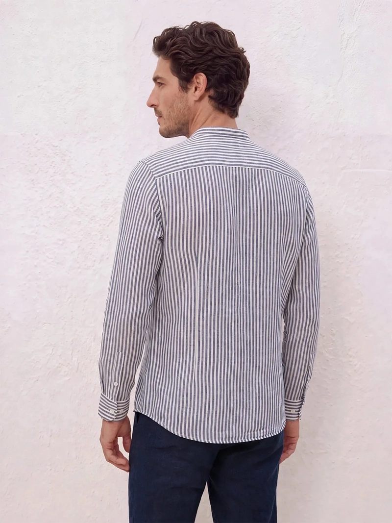 CAMISA HOMBRE SPAVALDI LINO ALGODÓN CUELLO MAO - 2