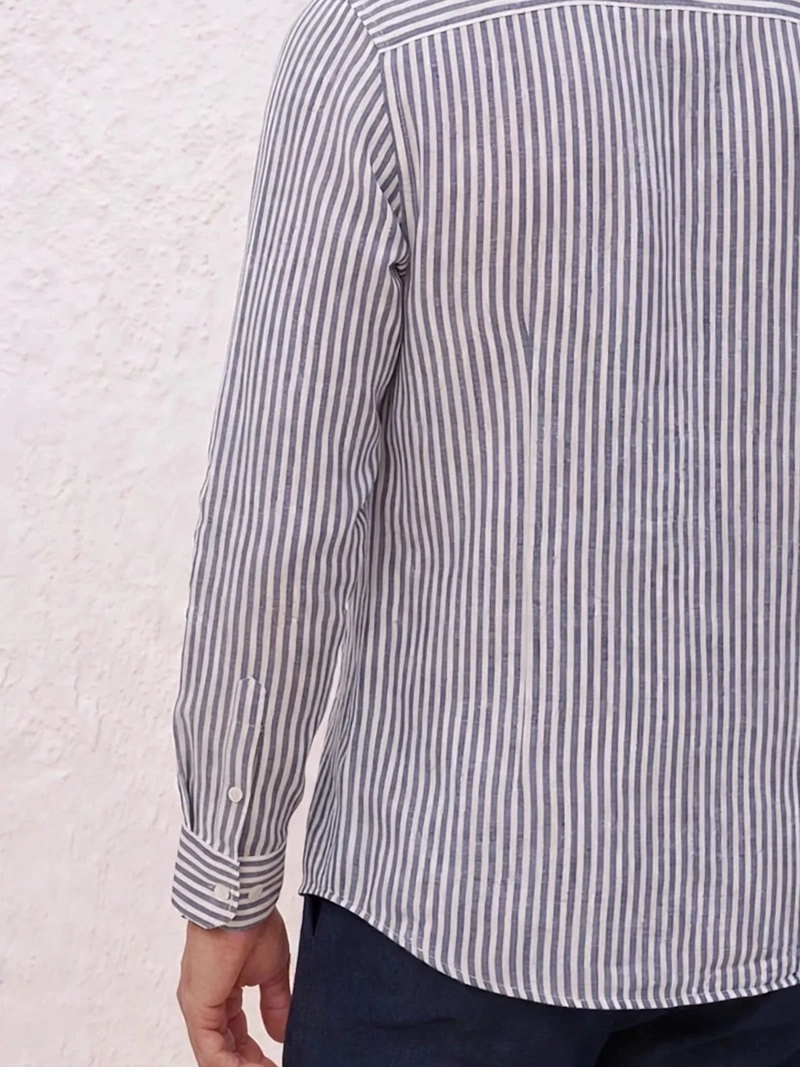 CAMISA HOMBRE SPAVALDI LINO ALGODÓN CUELLO MAO - 3