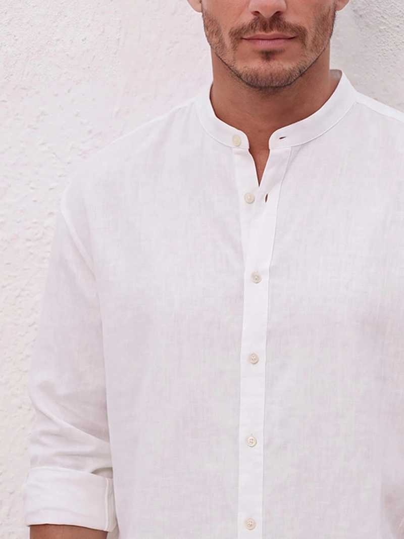 CAMISA HOMBRE SPAVALDI LINO ALGODÓN CUELLO MAO - 2