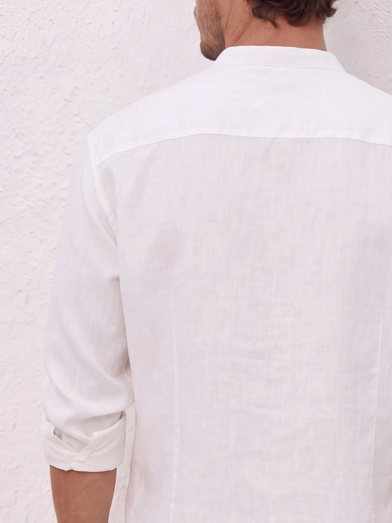CAMISA HOMBRE SPAVALDI LINO ALGODÓN CUELLO MAO - 3