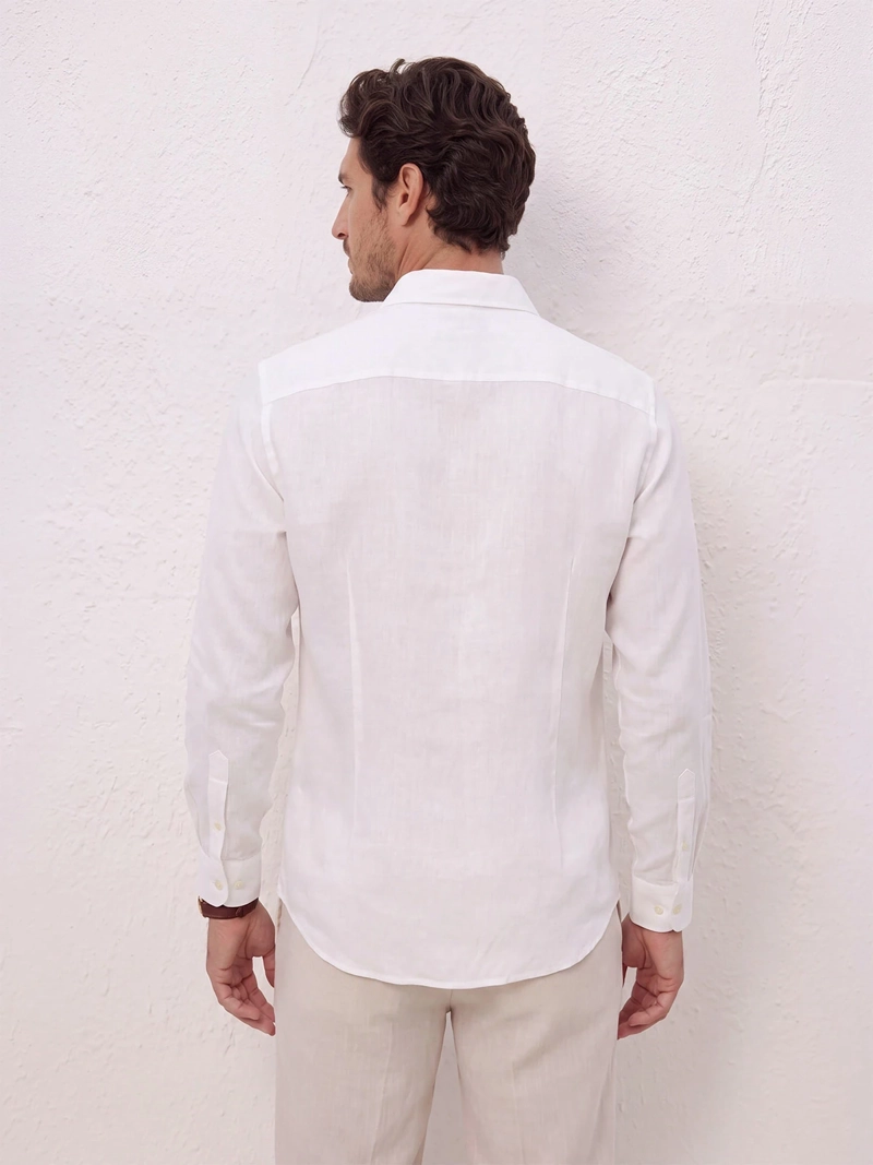CAMISA HOMBRE SPAVALDI LINO MANGA LARGA LISA - 2