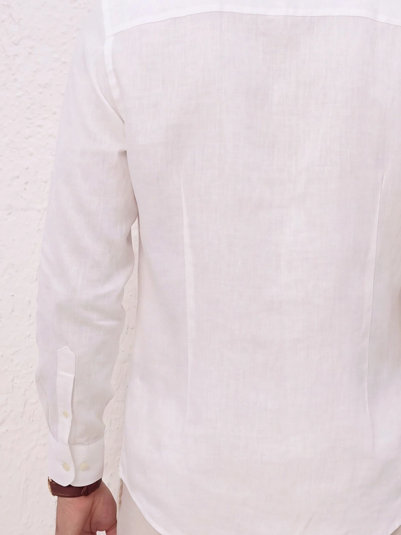 CAMISA HOMBRE SPAVALDI LINO MANGA LARGA LISA - 4