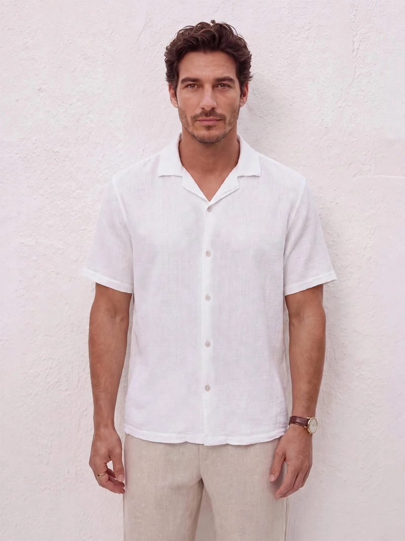 CAMISA HOMBRE SPAVALDI ALGODÓN LINO MANGA CORTA - 1