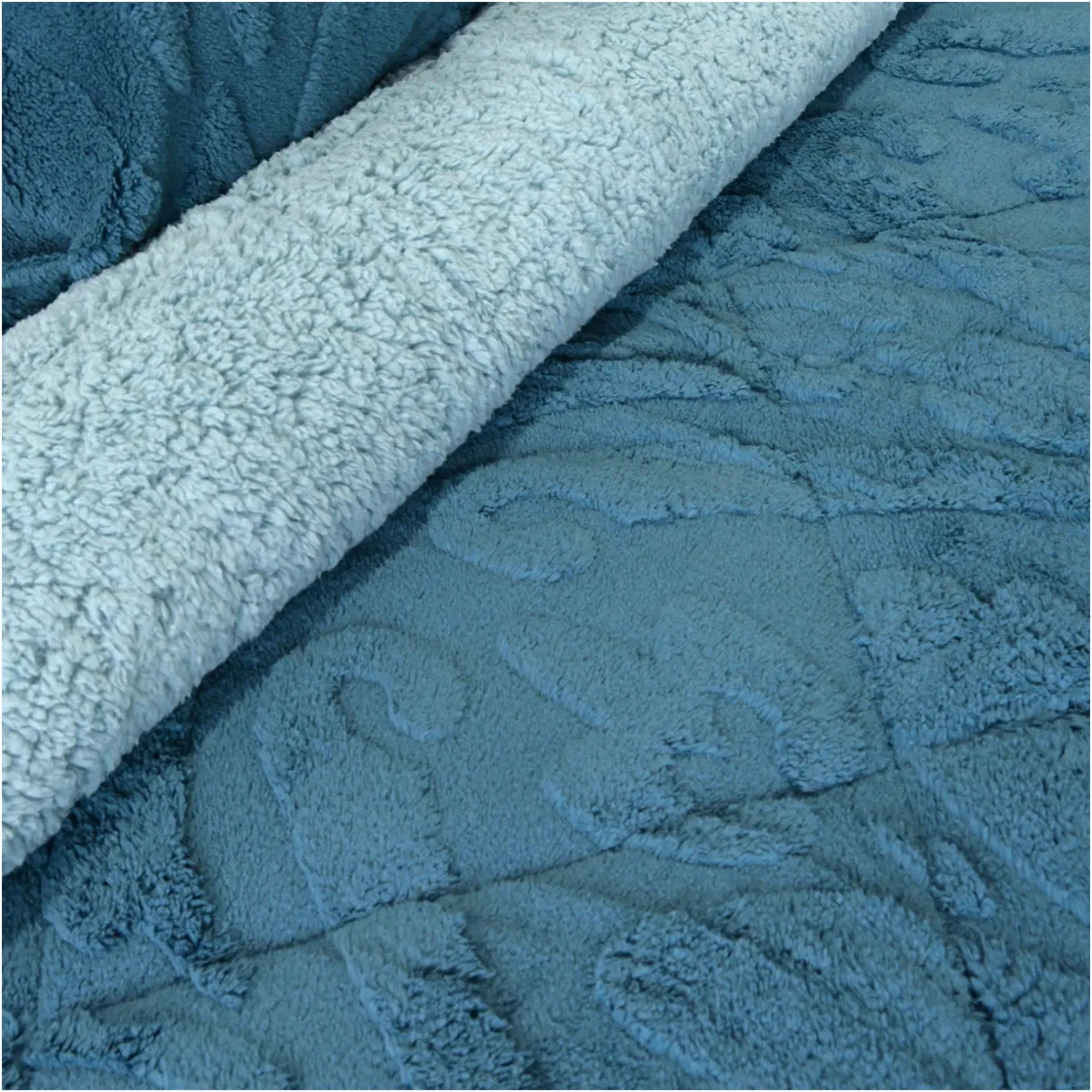 CUBRECAMA DORAL JACQUARD SHERP 1.5P AZUL - 3