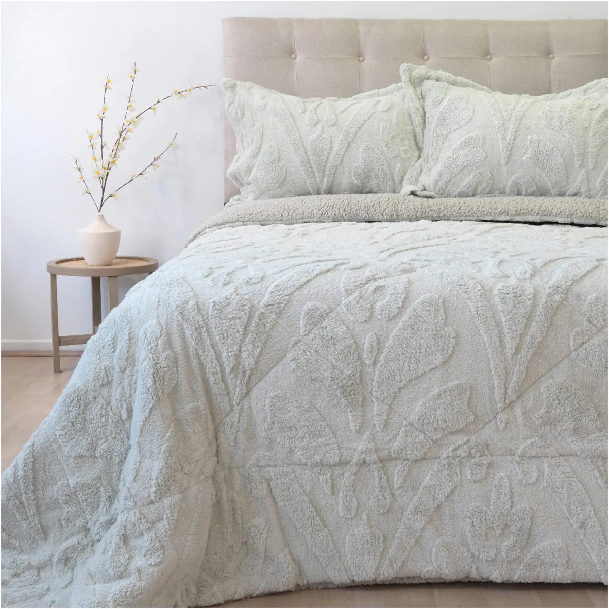 CUBRECAMA DORAL JACQUARD SHERP 2 P BEIGE - 1