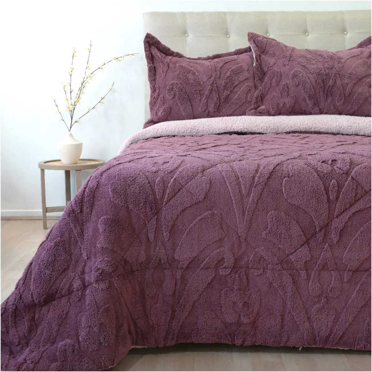 CUBRECAMA DORAL JACQUARD SHERP 3 P MORADO - 1
